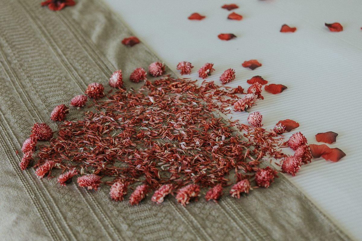 Rose petals heart at Chiringuito Tulum Wedding in Mexico by Caro Navarro Photography