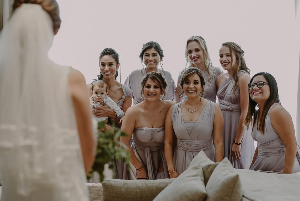 Lovely bridesmaids at Heritage Fairmont Mayakoba Wedding in Mexico. Caro Navarro Photography