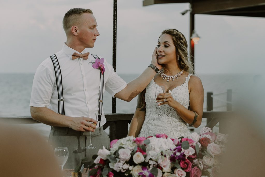 Bride and groom speeches at Now Sapphire Riviera Cancun Reception. Caro Navarro Photography