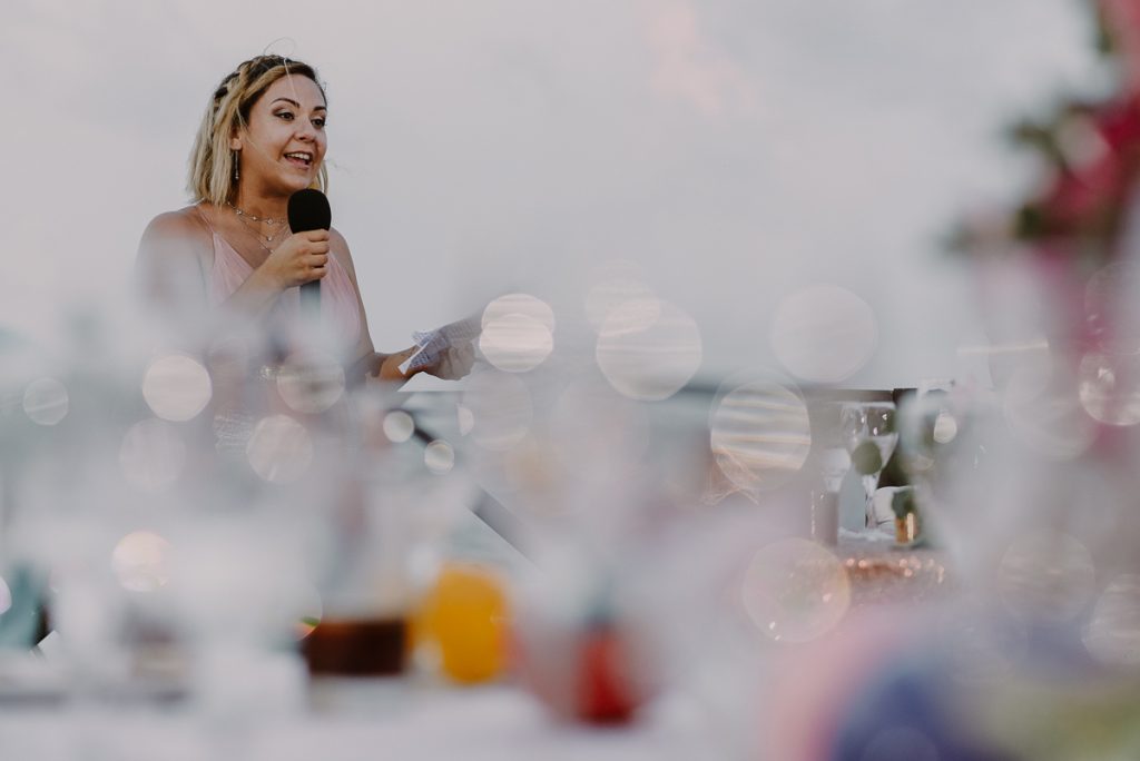 Wedding speeches at Now Sapphire Riviera Cancun, Mexico. Caro Navarro Photography