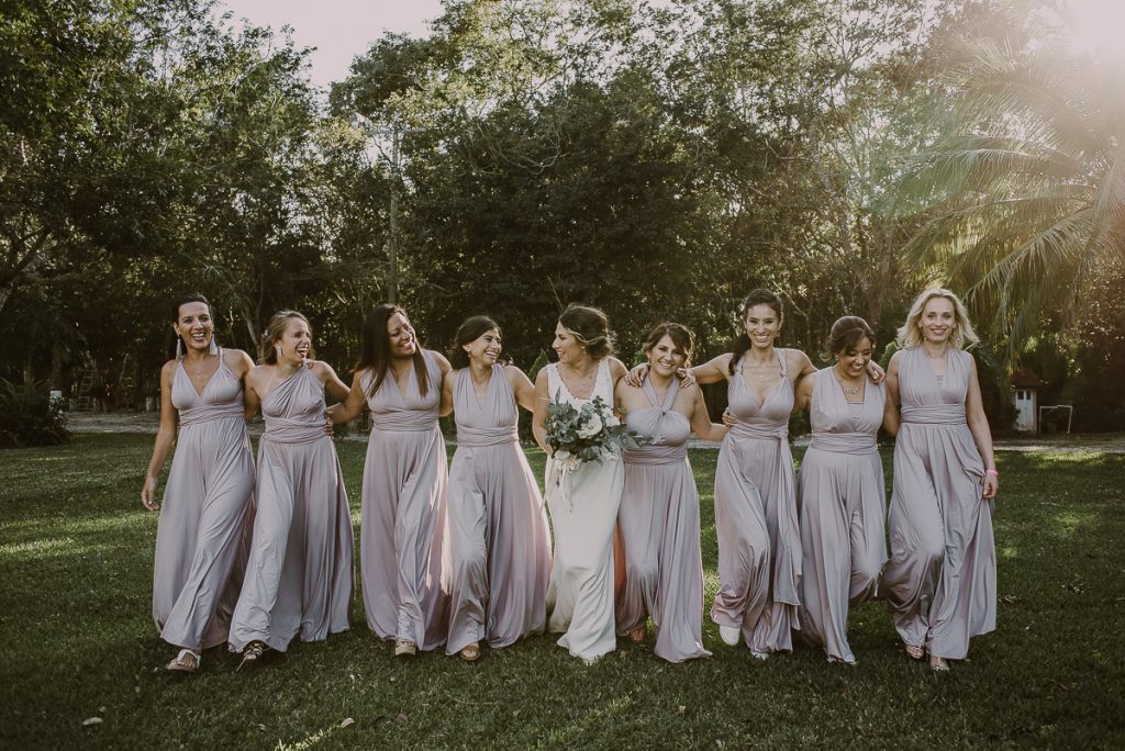 Boho bridal party portraits by Caro Navarro Riviera Maya Wedding Photography