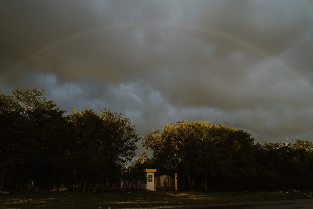 Rainbow over Playa del Carmen Private Wedding venue. Caro Navarro Photography