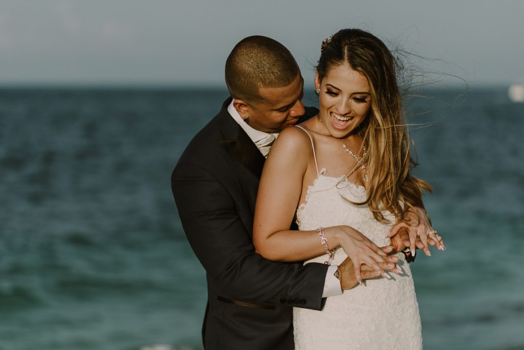 Bride and groom portraits. Riu Caribe Cancun wedding by Caro Navarro Photography