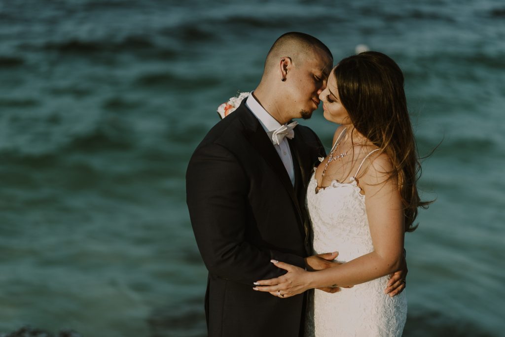 Bride and groom beach portraits. Riu Caribe wedding by Caro Navarro Photography