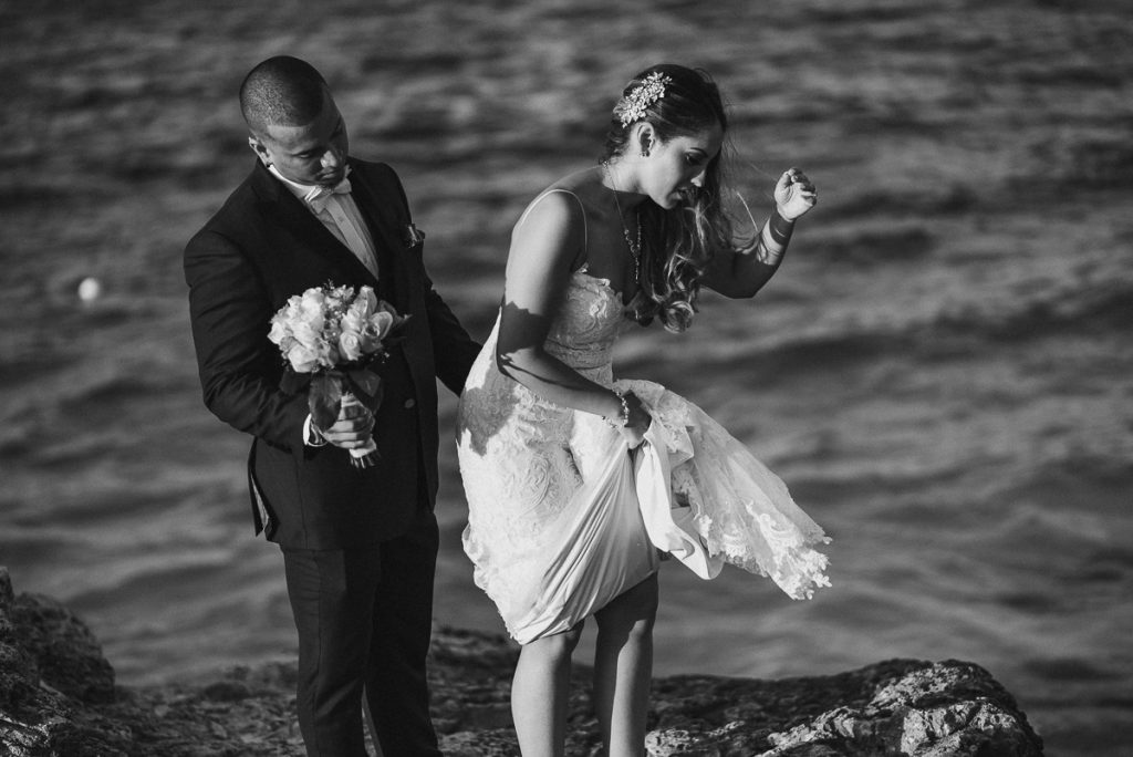 Bride and groom beach portraits. Riu Cancun destination wedding by Caro Navarro Photography