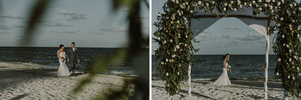 Bride and groom beach portraits at Royalton Riviera Cancun, Mexico. Caro Navarro Photography