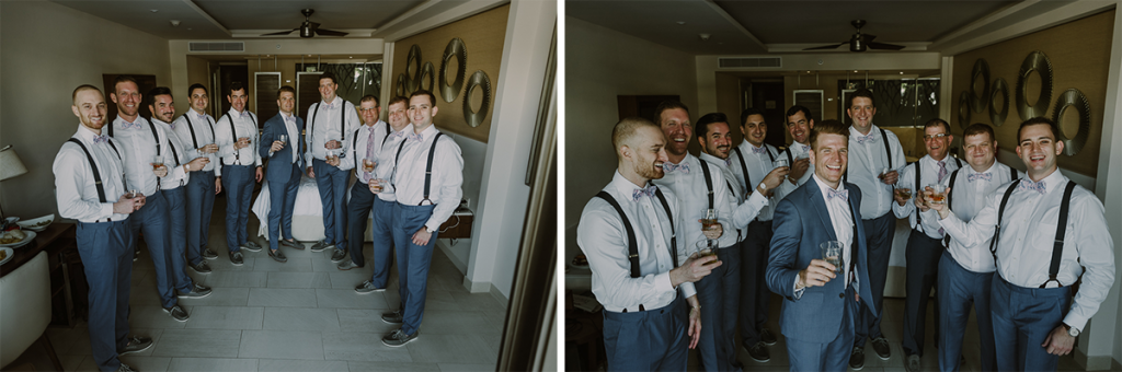 Groomsmen portraits at Royalton Riviera Cancun Wedding. Caro Navarro Photography