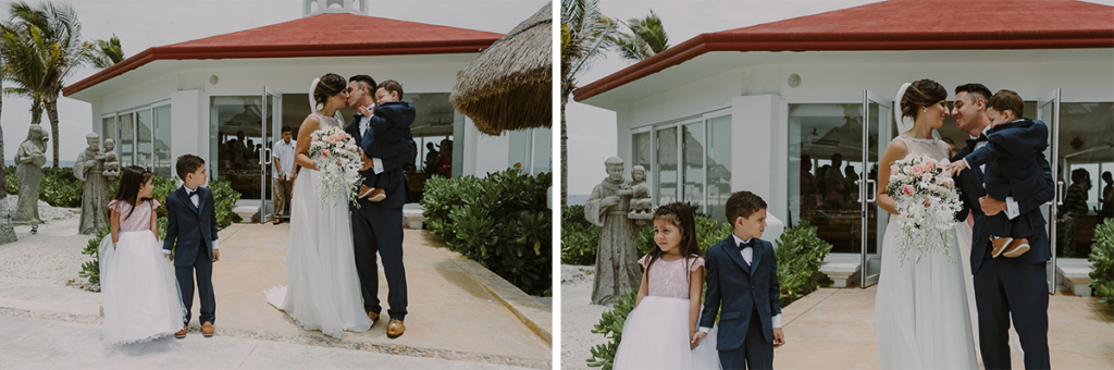 Bride and groom ceremony exit. Hard Rock Riviera Maya Wedding by Caro Navarro Photography