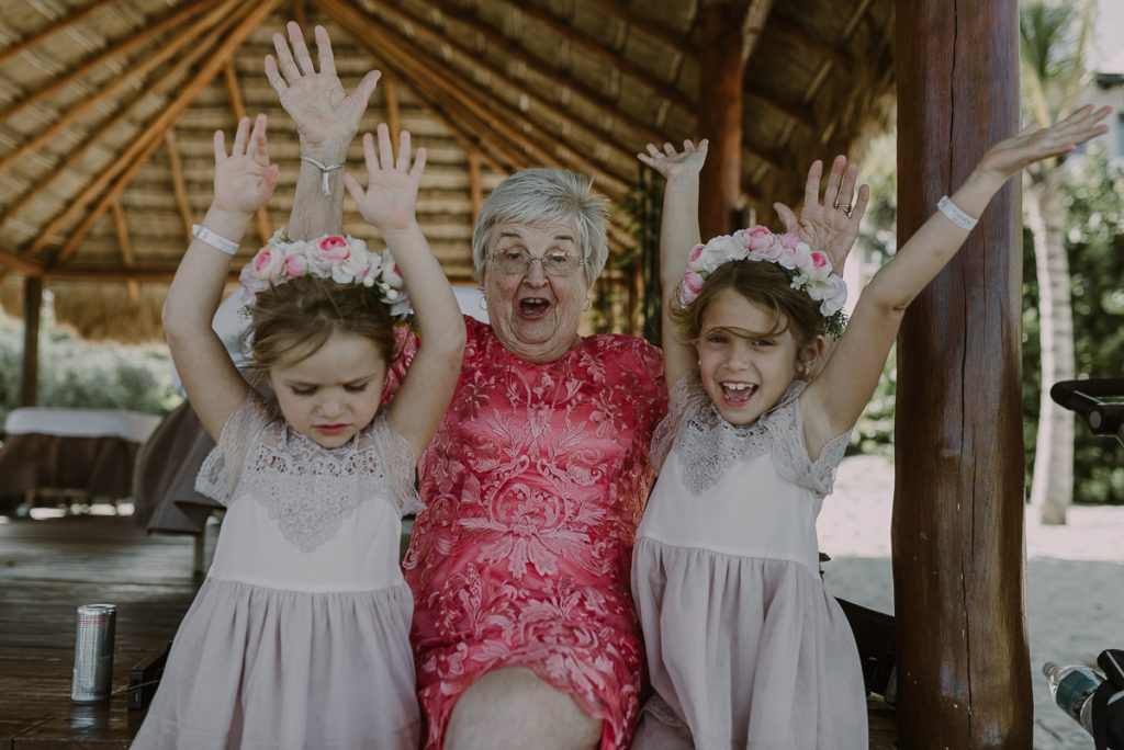 Flower girls and grandma. Royalton Riviera Cancun Wedding by Caro Navarro Photography