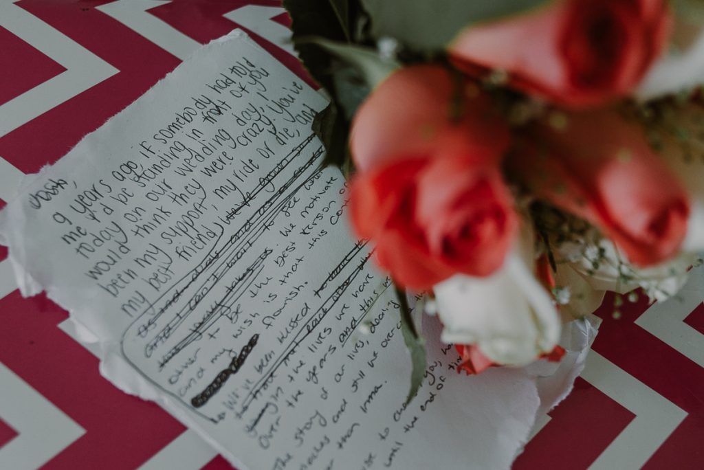 Handwritten wedding vows by Caro Navarro Photography at Riu Caribe Hotel Cancun