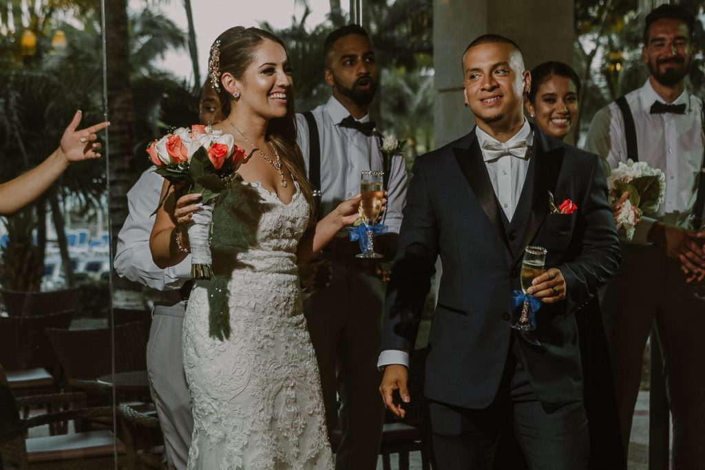 Riu Caribe Cancun wedding reception entrance by Caro Navarro Photography