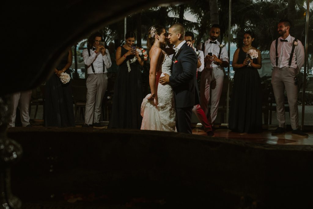 Bride and groom first dance Riu Caribe Cancun wedding reception by Caro Navarro Photography