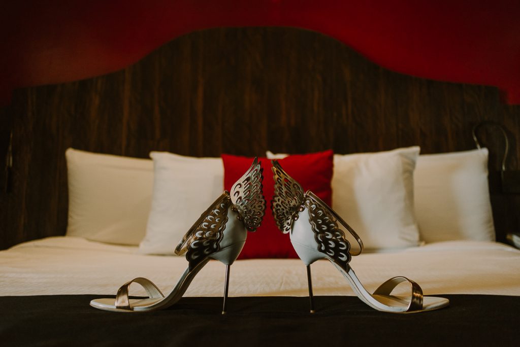 Sophia Webster heels at Glam Hard Rock Riviera Maya Destination Wedding in Mexico. Caro Navarro Photography