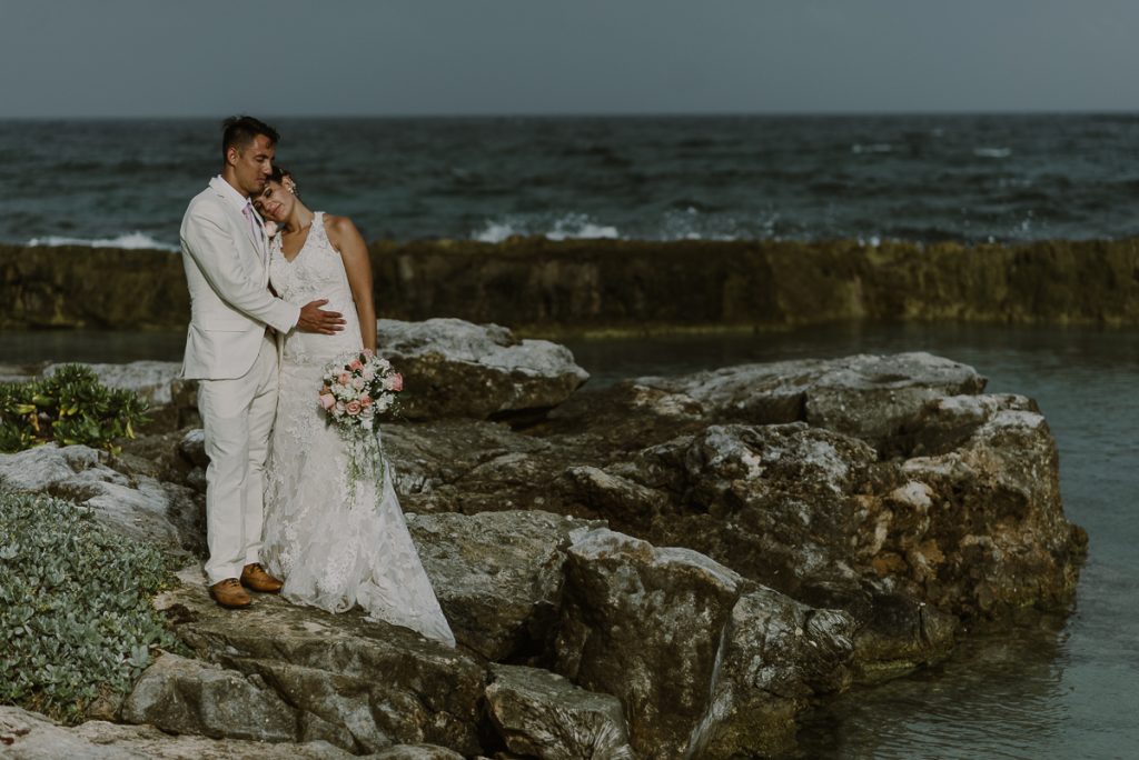 Hard Rock Riviera Maya beach trash the Dress Session in Mexico by Caro Navarro Photography