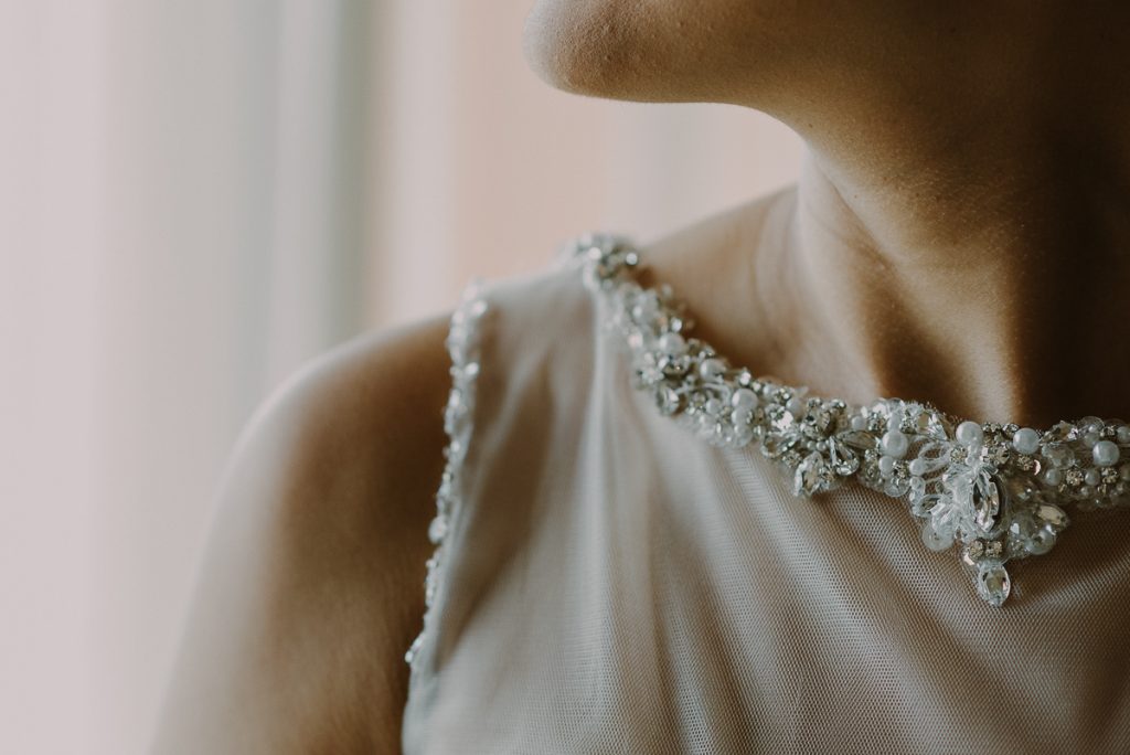 Detail of wedding dress at Glam Hard Rock Riviera Maya Destination Wedding, Mexico, Caro Navarro Photography