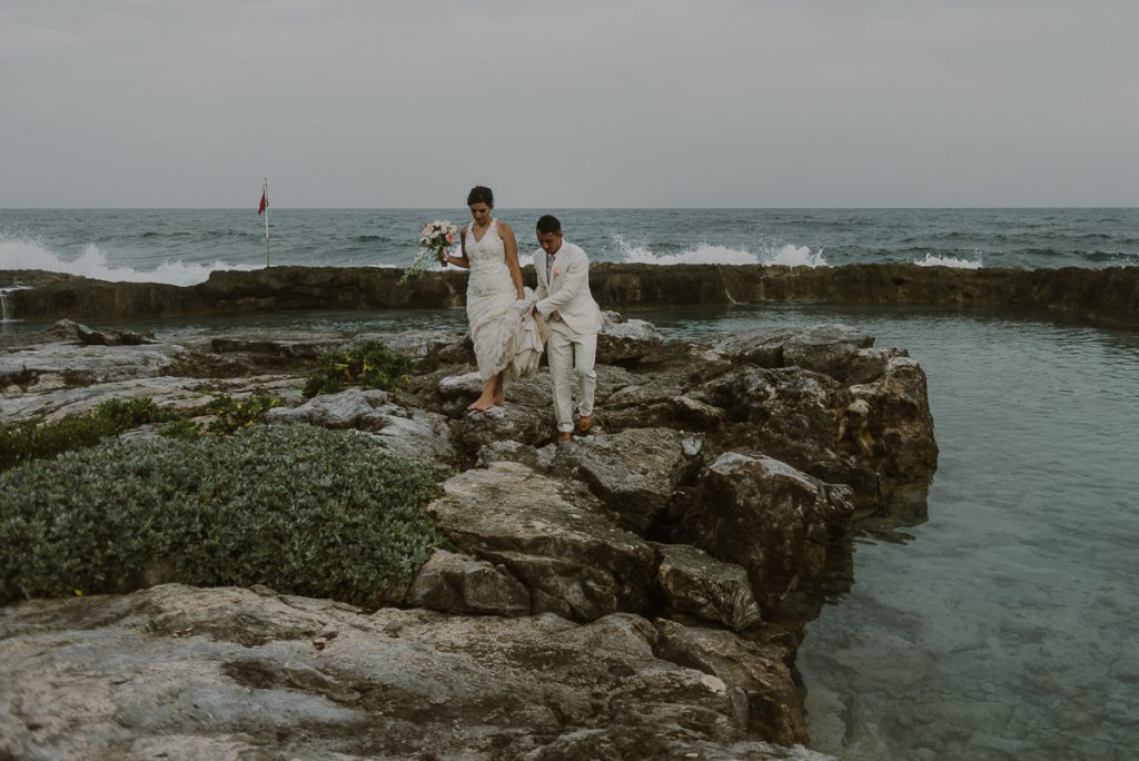 Hard Rock Riviera Maya beach trash the Dress Session in Mexico by Caro Navarro Photography
