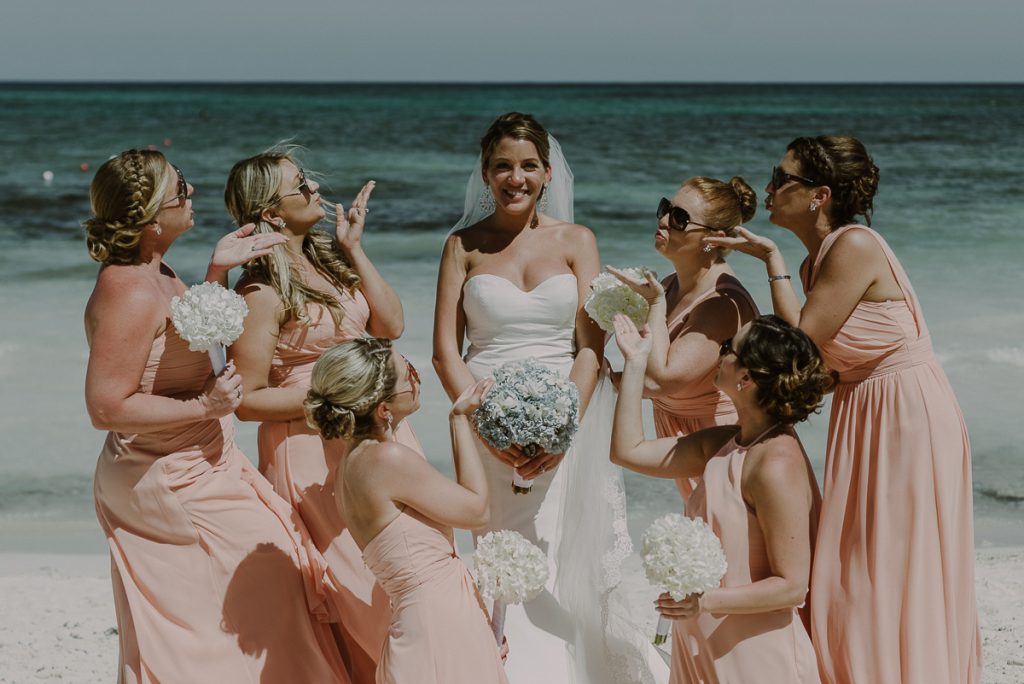 Bridal party beach portraits at Grand Palladium Riviera Maya Wedding in Mexico. Caro Navarro Photography