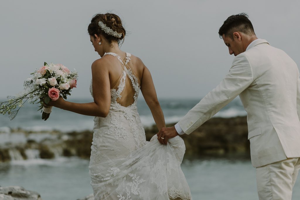 Hard Rock Riviera Maya beach trash the Dress Session in Mexico by Caro Navarro Photography