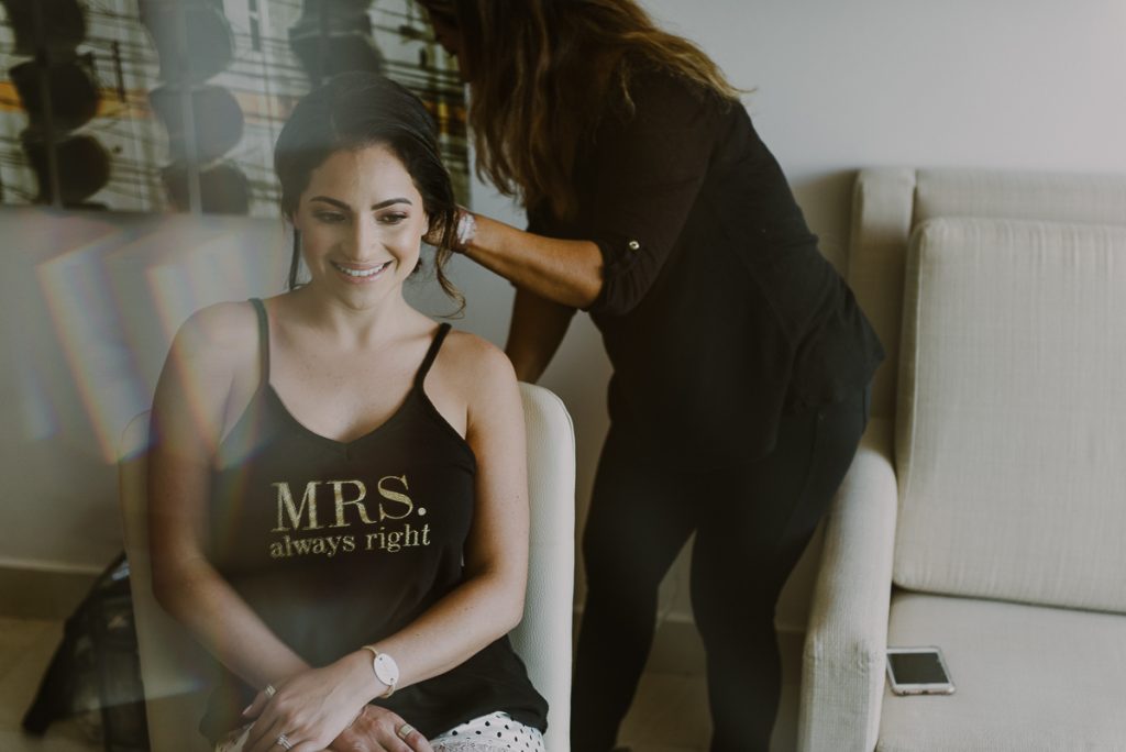 Bride getting ready at Royalton Riviera Cancun, Mexico. Caro Navarro Photography